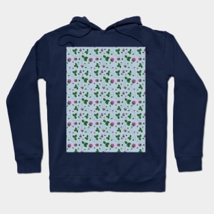 meadow flowers clover blue background pattern Hoodie